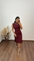Vestido Canelado Ribana Midi Meia Manga Muscle Vanessa Marsala