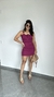 Vestido Canelado Ribana Alça Franzido Maitê Fúcsia - comprar online