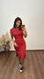 Vestido Canelado Ribana Midi Meia Manga Muscle Vanessa Vermelho na internet