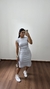 Vestido Canelado Ribana Midi Meia Manga Muscle Vanessa Cinza Mescla - comprar online