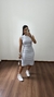 Imagem do Vestido Canelado Ribana Midi Meia Manga Muscle Vanessa Cinza Mescla