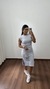 Vestido Canelado Ribana Midi Meia Manga Muscle Vanessa Cinza Mescla - loja online