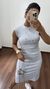 Vestido Canelado Ribana Midi Meia Manga Muscle Vanessa Cinza Mescla na internet