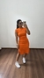Imagem do Vestido Canelado Ribana Midi Meia Manga Muscle Vanessa Laranja