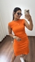 Vestido Canelado Ribana Midi Meia Manga Muscle Vanessa Laranja - Menta Pimenta Rosa - Loja de roupas femininas - estilo - Moda básica - atemporal - estilosa