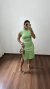 Vestido Canelado Ribana Midi Meia Manga Muscle Vanessa Verde Menta - comprar online