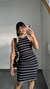 Vestido Canelado Ribana Midi Regata Fernanda Gola Branca Listrado Preto - Menta Pimenta Rosa - Loja de roupas femininas - estilo - Moda básica - atemporal - estilosa