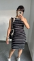 Vestido Canelado Ribana Midi Regata Fernanda Gola Branca Listrado Preto na internet