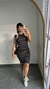 Vestido Canelado Ribana Midi Regata Fernanda Gola Branca Listrado Preto
