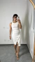 Vestido Canelado Ribana Midi Fenda Cruzada Regata Sabrina Off White