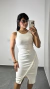Vestido Canelado Ribana Midi Fenda Cruzada Regata Sabrina Off White - comprar online