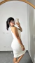 Vestido Canelado Ribana Midi Fenda Cruzada Regata Sabrina Off White na internet
