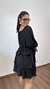 Vestido Curto Crepe Duna Boho Chic Camadas Elástico Mangas Tamires Preto na internet