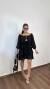 Vestido Curto Crepe Duna Boho Chic Camadas Elástico Mangas Tamires Preto - Menta Pimenta Rosa - Loja de roupas femininas - estilo - Moda básica - atemporal - estilosa
