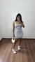 Vestido Canelado Ribana Curto Regata Decote Quadrado Lívia Cinza Mescla na internet