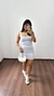 Vestido Canelado Ribana Curto Regata Decote Quadrado Lívia Cinza Mescla - comprar online
