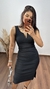 Vestido Canelado Ribana Midi Gola V Regata Melina Preto - comprar online