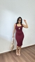 Vestido Canelado Ribana Midi Tubinho Decote Quadrado Carol Marsala na internet