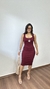 Vestido Canelado Ribana Midi Tubinho Decote Quadrado Carol Marsala - comprar online