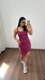 Vestido Canelado Ribana Alça Midi Fenda Bojo Gabi Fúcsia - comprar online