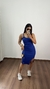 Vestido Canelado Ribana Alça Midi Fenda Bojo Gabi Azul Royal - comprar online