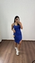 Imagem do Vestido Canelado Ribana Alça Midi Fenda Bojo Gabi Azul Royal