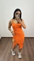 Vestido Canelado Ribana Alça Midi Fenda Bojo Gabi Laranja - comprar online