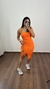 Imagem do Vestido Canelado Ribana Alça Midi Fenda Bojo Gabi Laranja