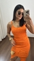 Vestido Canelado Ribana Alça Midi Fenda Bojo Gabi Laranja - loja online