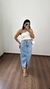 Saia Midi Longa Longuete Jeans Fenda Frontal Lavagem Clara Selena - comprar online