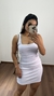 Vestido Canelado Ribana Curto Regata Decote Quadrado Lívia Branco - comprar online