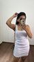 Vestido Canelado Ribana Curto Regata Decote Quadrado Lívia Branco - Menta Pimenta Rosa - Loja de roupas femininas - estilo - Moda básica - atemporal - estilosa