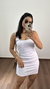 Vestido Canelado Ribana Curto Regata Decote Quadrado Lívia Branco na internet
