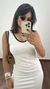 Vestido Moletinho Regata Corte Reto Fenda Lateral Leticia Off White