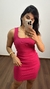 Vestido Canelado Ribana Curto Regata Decote Quadrado Lívia Pink