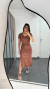 Vestido Canelado Ribana Longo Longuete Gola V Manga Curta Rebeca Marrom - Menta Pimenta Rosa - Loja de roupas femininas - estilo - Moda básica - atemporal - estilosa