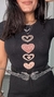 T-shirt Tee Camiseta Viscolycra Corações Diversos Preta - Menta Pimenta Rosa - Loja de roupas femininas - estilo - Moda básica - atemporal - estilosa