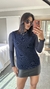 Colete Alongado Tricô Regata Azul Marinho - comprar online