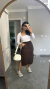 Saia Midi Moletinho Cintura Alta Fendas Bolsos Renata Marrom Café - comprar online