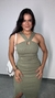 Vestido Canelado Ribana Midi Frente Única Fenda Bojo Aline Verde Oliva - loja online