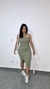 Vestido Canelado Ribana Midi Frente Única Fenda Bojo Aline Verde Oliva na internet
