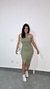 Vestido Canelado Ribana Midi Frente Única Fenda Bojo Aline Verde Oliva - comprar online