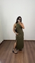 Vestido Canelado Ribana Midi Longuete Longo Regata Paola Verde Militar - comprar online