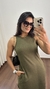 Vestido Canelado Ribana Midi Longuete Longo Regata Paola Verde Militar na internet