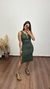 Vestido Canelado Ribana Midi Gola V Regata Melina Verde Militar - Menta Pimenta Rosa - Loja de roupas femininas - estilo - Moda básica - atemporal - estilosa