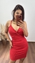 Vestido Canelado Ribana Alça Bojo Decote Nó Isabela Vermelho - comprar online