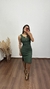 Vestido Canelado Ribana Midi Gola V Regata Melina Verde Militar