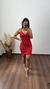 Vestido Canelado Ribana Alça Bojo Decote Nó Isabela Vermelho