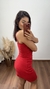 Vestido Canelado Ribana Alça Bojo Decote Nó Isabela Vermelho na internet
