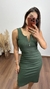 Vestido Canelado Ribana Midi Gola V Regata Melina Verde Militar - comprar online